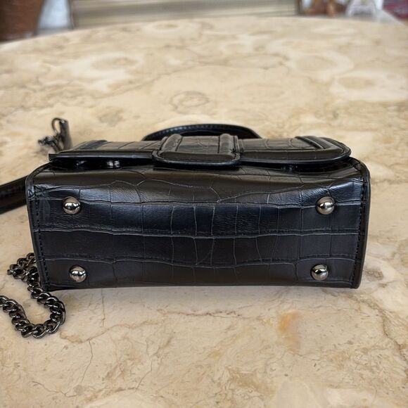 Zara Croc Embossed Vegan Leather Mini City Satchel Shoulder Bag - Picture 10 of 15